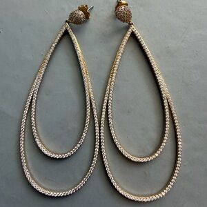Saks Fifth Avenue Elegant Gold and Silver Teardrop Earrings